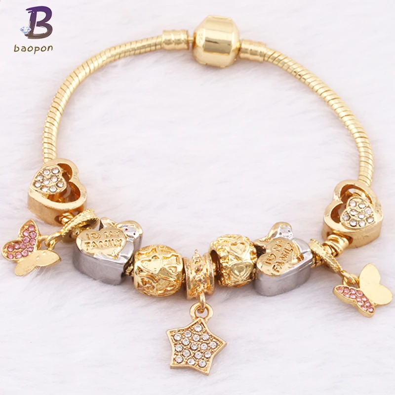 BAOPON Silver Plated Charm Bracelet For Women With Gold Butterfly Dangles Fit DIY Snake Chain Panodra Bracelet Jewelry Gift
BAOPON Silver Plated Charm Bracelet For Women With Gold Butterfly Dangles Fit DIY Snake Chain Panodra Bracelet Jewelry Gift