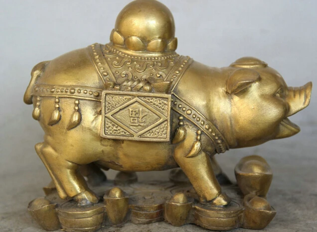 006697 7" Chinese Brass Folk Wealth Money Coin ball Fu Zodiac Year Pig Statue sculpture
006697 7" Chinese Brass Folk Wealth Money Coin ball Fu Zodiac Year Pig Statue sculpture