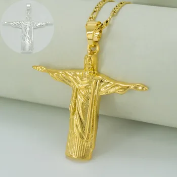 Anniyo Gold Color Cristo Redentor Rio Brazil Christ Redeemer Statue Jewelry Jesus Portrait Necklaces Figure Cross #041806
Anniyo Gold Color Cristo Redentor Rio Brazil Christ Redeemer Statue Jewelry Jesus Portrait Necklaces Figure Cross #041806