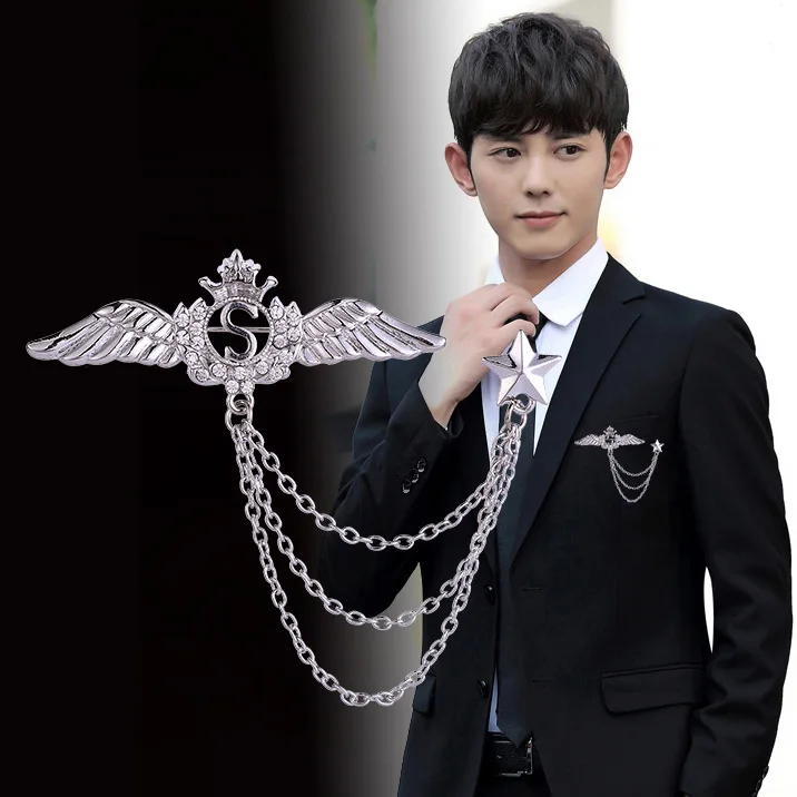 New Fashion Gold Crystal Angel Wings Tassel Crown Men's Brooch Suit Shirt Brooches Broche Lapel Pin Women Men Gifts Accessories
New Fashion Gold Crystal Angel Wings Tassel Crown Men's Brooch Suit Shirt Brooches Broche Lapel Pin Women Men Gifts Accessories