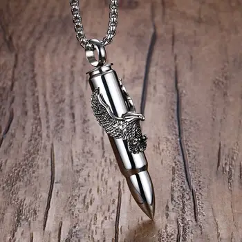 Mens Flying Eagle Bullet Pendant Necklace Men Boys Stainless Steel Punk Rock Hiphop Vintage Jewelry with 24 inch Chain
Mens Flying Eagle Bullet Pendant Necklace Men Boys Stainless Steel Punk Rock Hiphop Vintage Jewelry with 24 inch Chain