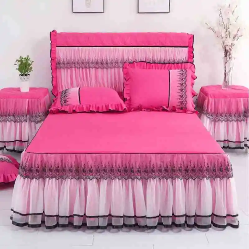 Princess Lace bedding Bed Skirt Pillowcases 1/3pcs Rose Red Wedding Bedspreads Sheet Linen For Girls bed Cover King Queen size 
Princess Lace bedding Bed Skirt Pillowcases 1/3pcs Rose Red Wedding Bedspreads Sheet Linen For Girls bed Cover King Queen size