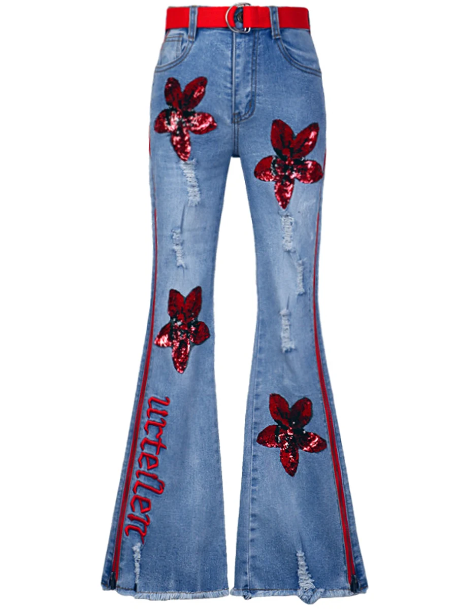Summer Ankle-Length hole wide leg jeans female sequin embroidery trousers high waist was thin retro bell pants
Summer Ankle-Length hole wide leg jeans female sequin embroidery trousers high waist was thin retro bell pants