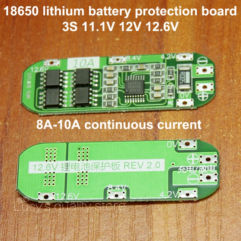 3 series 11.1V 12V 12.6V 18650 lithium battery protection board Seiko protection IC 8A 10A current
3 series 11.1V 12V 12.6V 18650 lithium battery protection board Seiko protection IC 8A 10A current