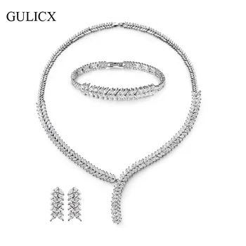 GULICX Luxury Marquise Cluster Leaf Shape Cubic Zirconia Women Jewelry Set Best For Wedding Bracelets/Earrings/Pendant/Necklace
GULICX Luxury Marquise Cluster Leaf Shape Cubic Zirconia Women Jewelry Set Best For Wedding Bracelets/Earrings/Pendant/Necklace