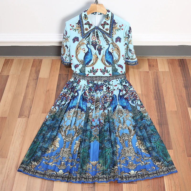 High Qualty New Runway Designer Dress 2018 Colorful Print Turn-down Collar Short Sleeve Women Summer Sweet Dress
High Qualty New Runway Designer Dress 2018 Colorful Print Turn-down Collar Short Sleeve Women Summer Sweet Dress