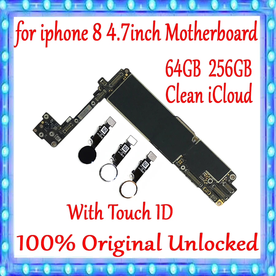 For iPhone 8 4.7inch Motherboard with Touch ID/Without Touch ID , 100% Original Unlocked For iPhone 8 MainBoard 64GB / 256GB
For iPhone 8 4.7inch Motherboard with Touch ID/Without Touch ID , 100% Original Unlocked For iPhone 8 MainBoard 64GB / 256GB