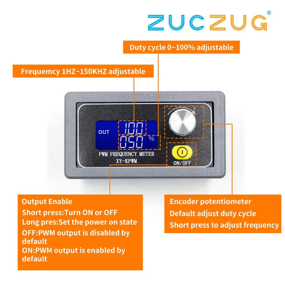 PWM Signal Generator 1-Channel 1Hz-150KHz PWM Pulse Frequency Duty Cycle Adjustable Module LCD Display
PWM Signal Generator 1-Channel 1Hz-150KHz PWM Pulse Frequency Duty Cycle Adjustable Module LCD Display