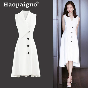 Women's Sleeveless White Dress Summer 2019 Singer Button Midi Women Dress Solid OL Work Office Dress Plus Size Robe Longue Femme
Women's Sleeveless White Dress Summer 2019 Singer Button Midi Women Dress Solid OL Work Office Dress Plus Size Robe Longue Femme