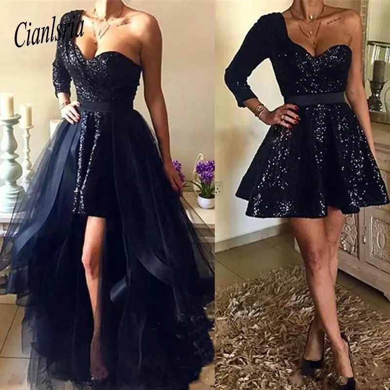 Dark Navy Cocktail Dresses 2019 One Shoulder Sequins Evening Gowns Over Skirt Cheap Short Prom Party Dress
Dark Navy Cocktail Dresses 2019 One Shoulder Sequins Evening Gowns Over Skirt Cheap Short Prom Party Dress