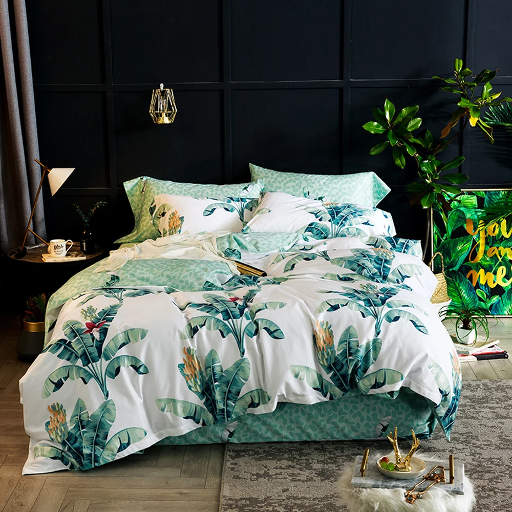 2018 Fresh Green Leaves Luxury Duvet Cover Set Soft Egyptian Cotton Bedlinens Queen King Bedding Set Sheet Pillowcases
2018 Fresh Green Leaves Luxury Duvet Cover Set Soft Egyptian Cotton Bedlinens Queen King Bedding Set Sheet Pillowcases
