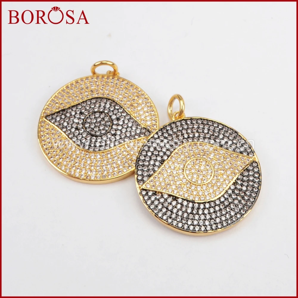 BOROSA new micro pave round evil eye connector cubic zirconia crystal pave connector with double bails for bracelet WX438
BOROSA new micro pave round evil eye connector cubic zirconia crystal pave connector with double bails for bracelet WX438