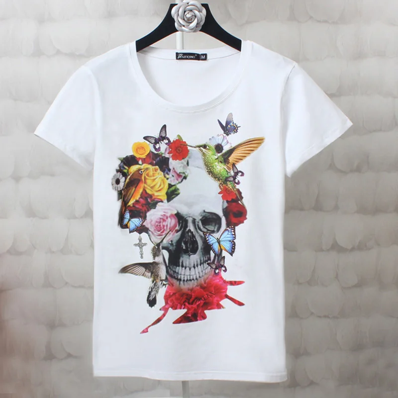 New Fashion 2017 Summer Short Sleeve Skull Print female T-shirt Ton Upper Outer Garment Brand Shirts Soft Tops Loose Big Size
New Fashion 2017 Summer Short Sleeve Skull Print female T-shirt Ton Upper Outer Garment Brand Shirts Soft Tops Loose Big Size