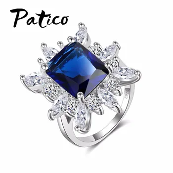 New Arrive Red Square Crystal Wedding Ring for Woman Clear Stone Jewelry 925 Sterling Silver Blue Color Flowers Ring
New Arrive Red Square Crystal Wedding Ring for Woman Clear Stone Jewelry 925 Sterling Silver Blue Color Flowers Ring