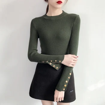 Sweater Women Fashion 2018 Autumn Winter Women Knitted Pullovers Buttons Sleeves Bodycon Jumper Pull Femme Clothing
Sweater Women Fashion 2018 Autumn Winter Women Knitted Pullovers Buttons Sleeves Bodycon Jumper Pull Femme Clothing
