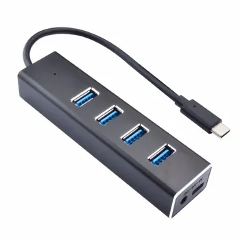 Portable Aluminum 4-Port USB Type C Hub w/ Built-in USB-C Cable and Universal Micro USB & DC 3.5 Power Port for MacBook & Any PC
Portable Aluminum 4-Port USB Type C Hub w/ Built-in USB-C Cable and Universal Micro USB & DC 3.5 Power Port for MacBook & Any PC
