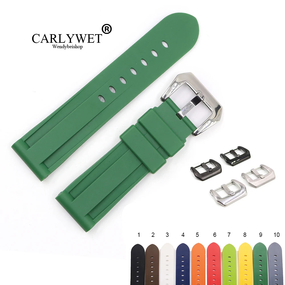 CARLYWET 22 24mm Pure Green White Black Brown Waterproof Silicone Rubber Replacement Watch Band Loops Strap For Panerai Luminor
CARLYWET 22 24mm Pure Green White Black Brown Waterproof Silicone Rubber Replacement Watch Band Loops Strap For Panerai Luminor