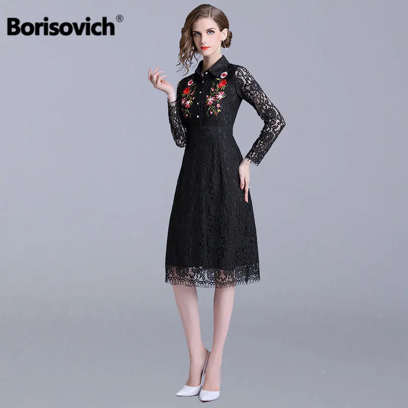 Borisovich Elegant Black Lace Dress New Brand 2018 Autumn Fashion Floral Embroidery High Quality Women Casual Dresses N021
Borisovich Elegant Black Lace Dress New Brand 2018 Autumn Fashion Floral Embroidery High Quality Women Casual Dresses N021