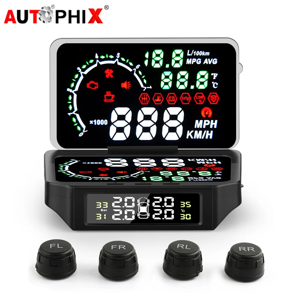 Diagnostic Tool Advanced OBD TPMS Tire Pressure Gauge Test Speed Temperature Fuel Consumption Voltage Car HUD Trip Computer
Diagnostic Tool Advanced OBD TPMS Tire Pressure Gauge Test Speed Temperature Fuel Consumption Voltage Car HUD Trip Computer