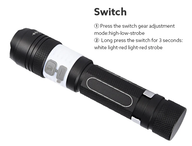 Chiclits usb Flashlight XML T6 3800LM Aluminum Waterproof Zoomable CREE LED Torches Light for 18650 Rechargeable Battery Lantern (21)