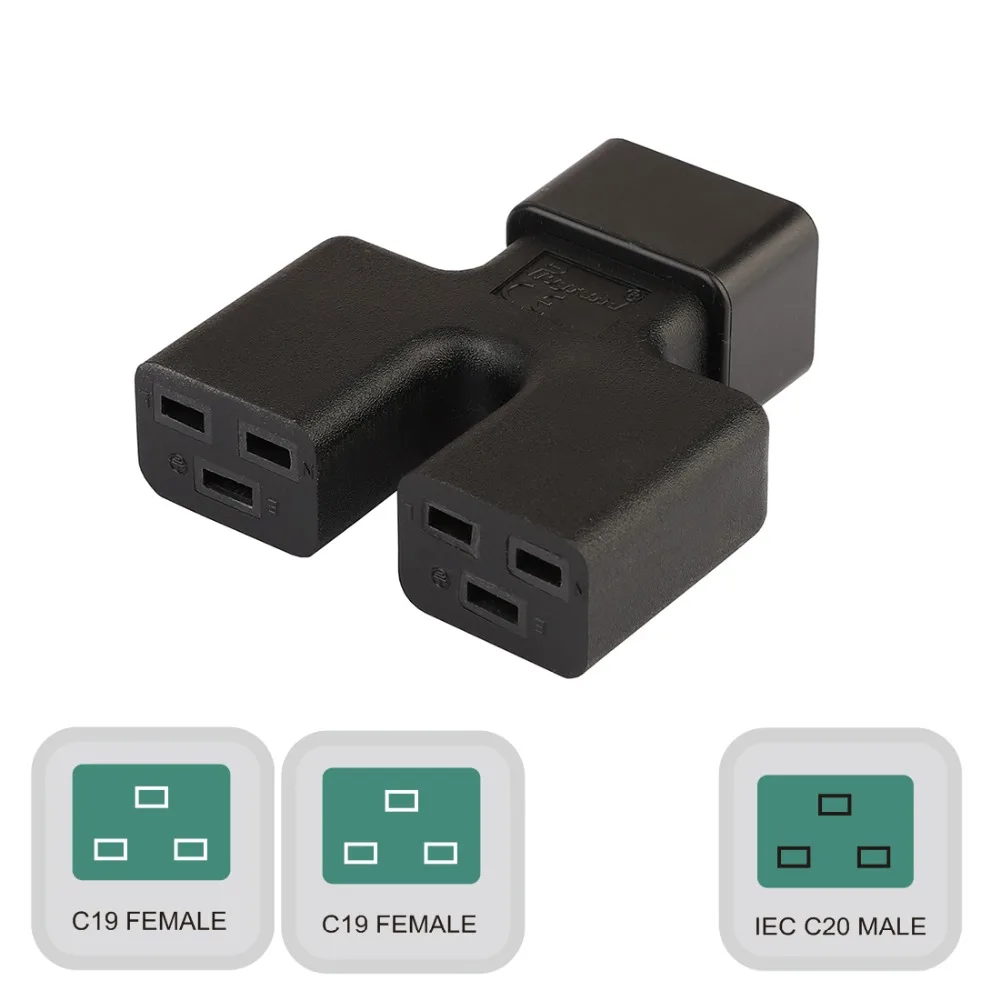 IEC320 C20 TO C19 Converter,C20 Male to Dual 2*C19 Female Power Adapter,16A 250V UPS PDU Power Adapter,
IEC320 C20 TO C19 Converter,C20 Male to Dual 2*C19 Female Power Adapter,16A 250V UPS PDU Power Adapter,