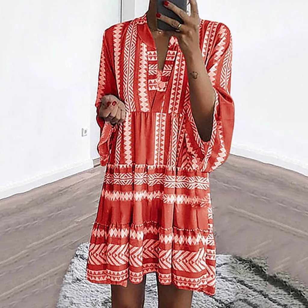 Feitong Dress Fashion Women V Neck Summer Dress Vestidos De Verano Lady Bohemia Floral Printed Dress Loose Women Summer Dress
Feitong Dress Fashion Women V Neck Summer Dress Vestidos De Verano Lady Bohemia Floral Printed Dress Loose Women Summer Dress
