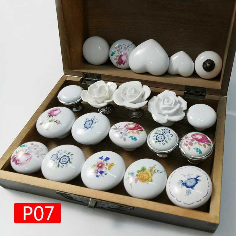 P07白色印花系列单孔陶瓷拉手=主图08