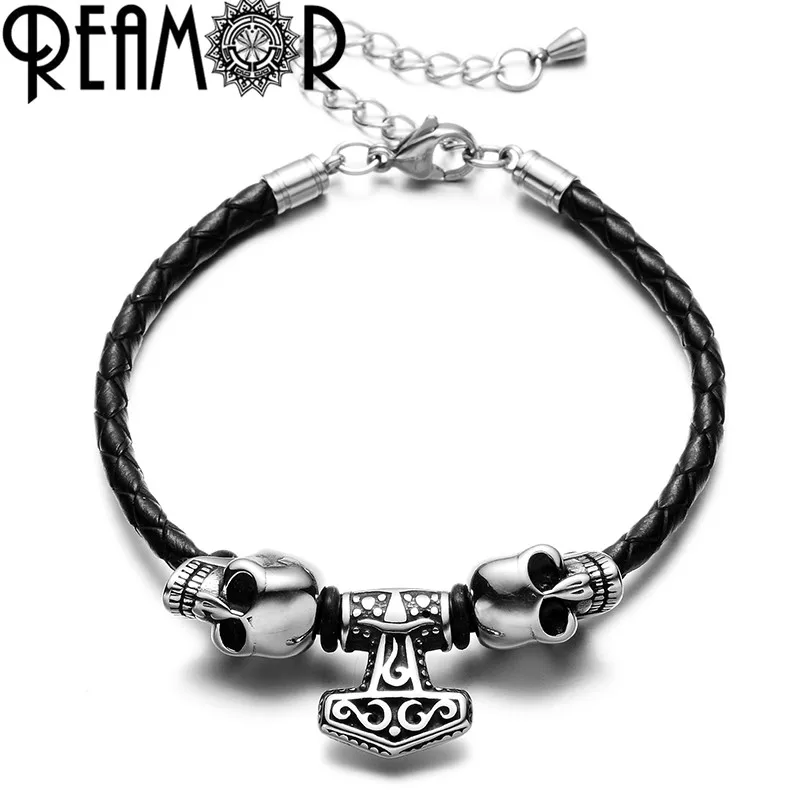 REAMOR 316l Stainless Steel Skull Head & Anchor Bracelet With Adjustable Chain Trendy Skeleton Braided Leather Bracelets Men
REAMOR 316l Stainless Steel Skull Head & Anchor Bracelet With Adjustable Chain Trendy Skeleton Braided Leather Bracelets Men