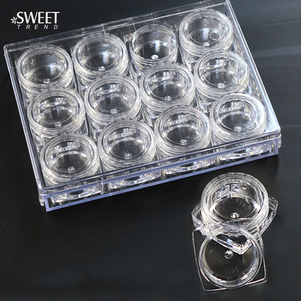 SWEET TREND 12Pcs Transparent Empty Nail Decoration Storage Box Nail Rhinestone Crystal Beads Jar Nail Tools Container LAND298
SWEET TREND 12Pcs Transparent Empty Nail Decoration Storage Box Nail Rhinestone Crystal Beads Jar Nail Tools Container LAND298