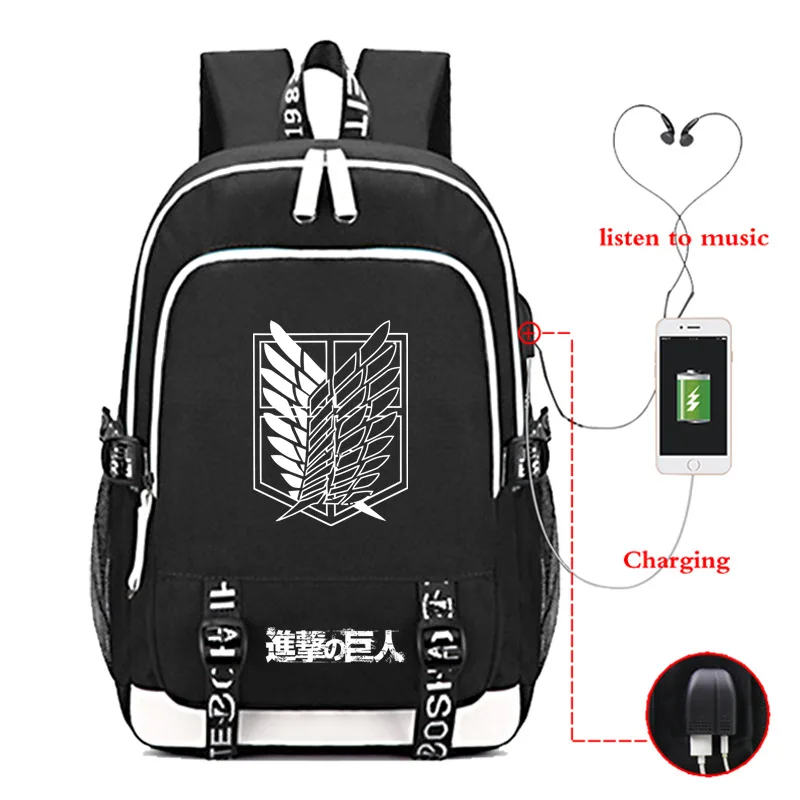 High Quality Attack on Titan USB Charge Backpack School Bag Fashion Attack on Titan Bags Beautiful Students School Backpack
High Quality Attack on Titan USB Charge Backpack School Bag Fashion Attack on Titan Bags Beautiful Students School Backpack