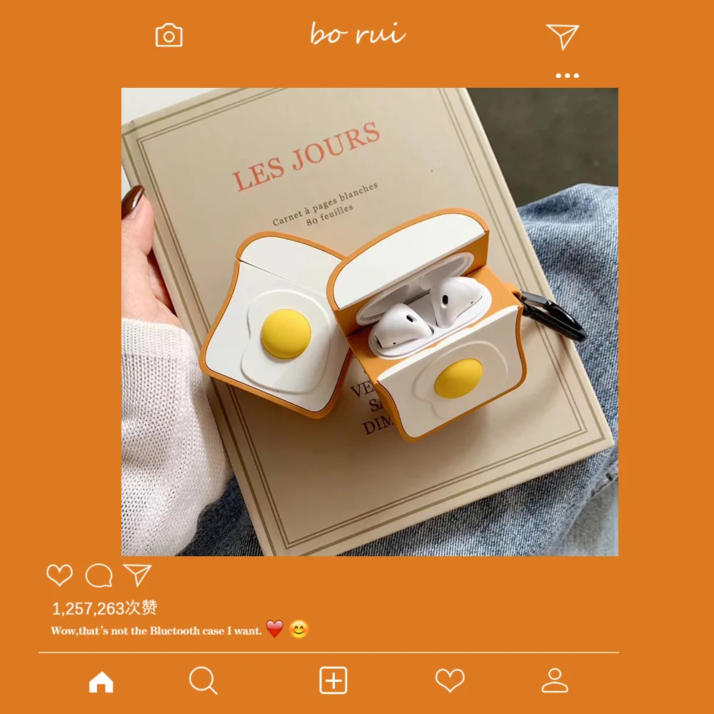 New Arrival 3D Toast bread poached egg Keychain Silicone Case Apple Airpods Wireless Bluetooth Earphone Protective Cover Keyring
New Arrival 3D Toast bread poached egg Keychain Silicone Case Apple Airpods Wireless Bluetooth Earphone Protective Cover Keyring