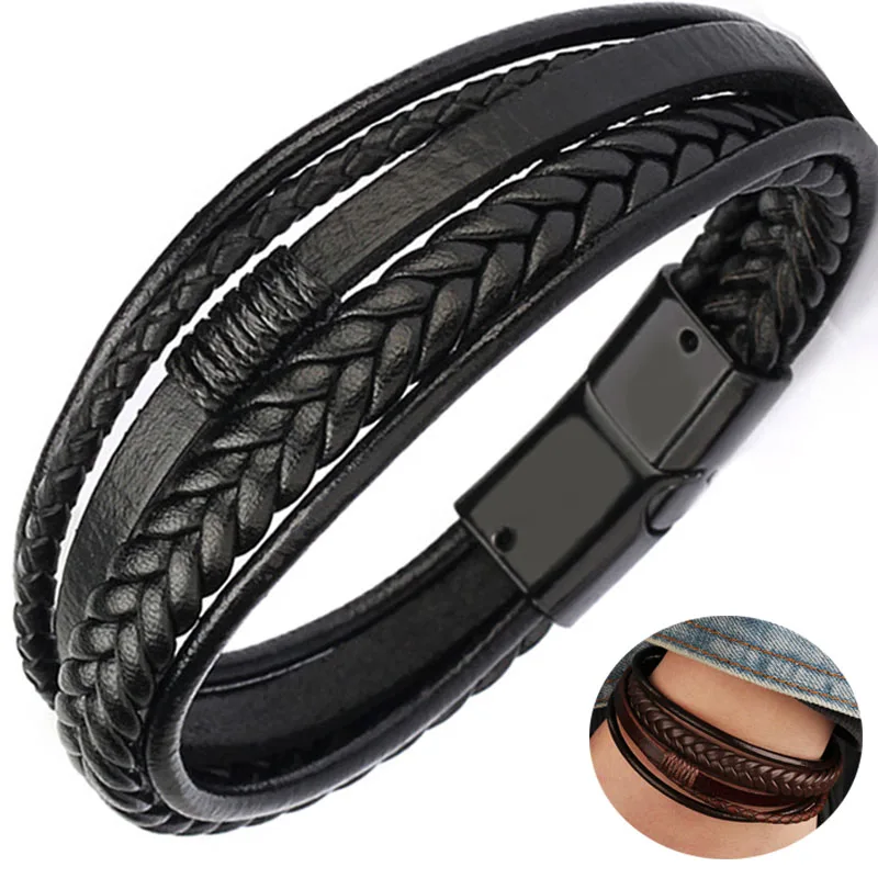 Multilayer Brown leather bracelet for men Leather bangles Magnetic-Clasp Cowhide Braided Multi-Layer Wrap Mens Bracelet
Multilayer Brown leather bracelet for men Leather bangles Magnetic-Clasp Cowhide Braided Multi-Layer Wrap Mens Bracelet