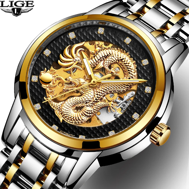 Dragon Skeleton Automatic Mechanical Watches For Men Wrist Watch Stainless Steel Strap Gold Clock 30m Waterproof Mens watch+box
Dragon Skeleton Automatic Mechanical Watches For Men Wrist Watch Stainless Steel Strap Gold Clock 30m Waterproof Mens watch+box