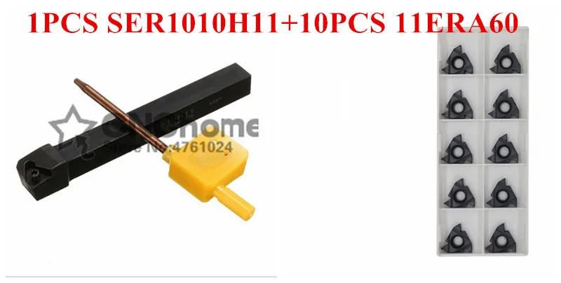 SER1010H11 SER1212H11 SER1616H11 External thread CNC Turning tool 1pcs+11ER A60 Carbide insert 10pcs 11pcs/set
SER1010H11 SER1212H11 SER1616H11 External thread CNC Turning tool 1pcs+11ER A60 Carbide insert 10pcs 11pcs/set