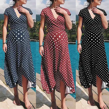 Womens Fashion Sexy Maternity Dot V Neck Short Sleeve Long Dresses pregnancy dress premama summer dress Robe Femme Enceinte
Womens Fashion Sexy Maternity Dot V Neck Short Sleeve Long Dresses pregnancy dress premama summer dress Robe Femme Enceinte