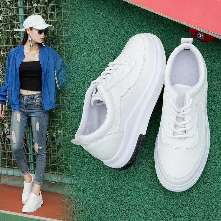 Thick Bottom PU Leather Lace-up Summer Autumn Casual White Shoes Platform Women Thick Sole Fashion Cool Exercise Sneakers
Thick Bottom PU Leather Lace-up Summer Autumn Casual White Shoes Platform Women Thick Sole Fashion Cool Exercise Sneakers