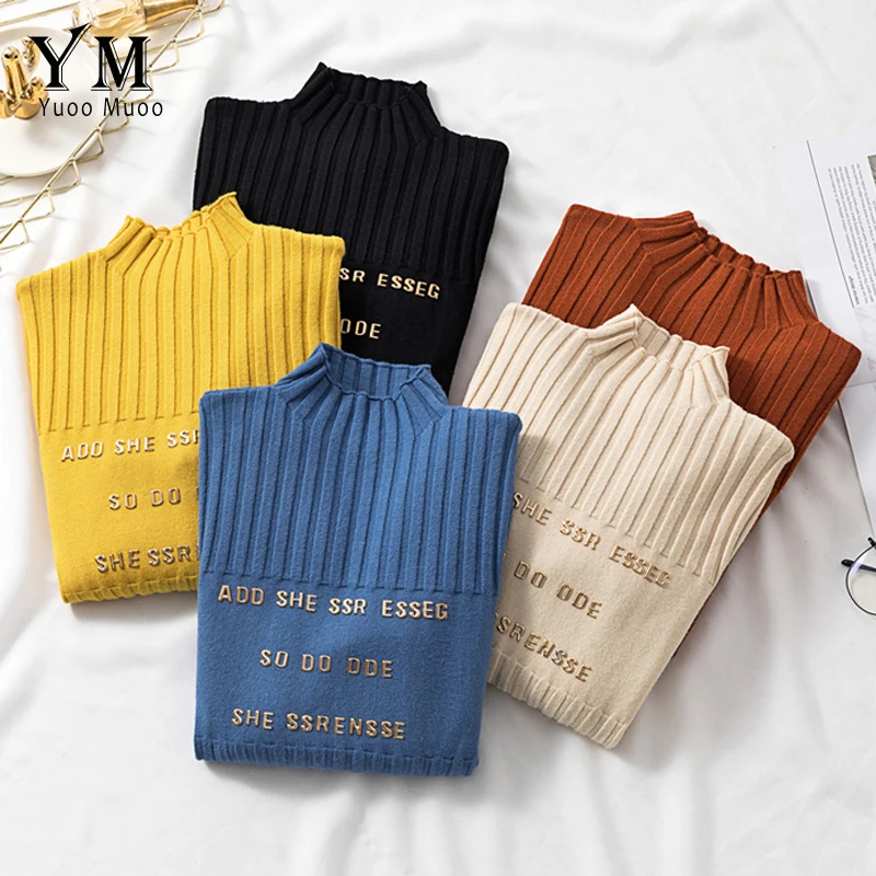 YuooMuoo New Fashion Letters Turtleneck Sweater Women Autumn Winter Solid Knitted Pullover Women Slim Soft Jumper Sweater Female
YuooMuoo New Fashion Letters Turtleneck Sweater Women Autumn Winter Solid Knitted Pullover Women Slim Soft Jumper Sweater Female
