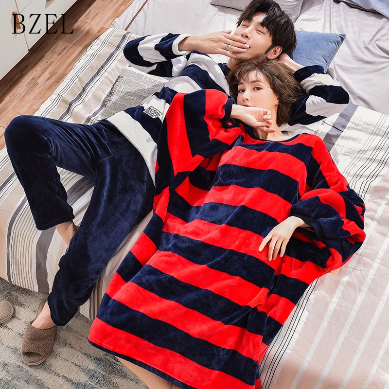 BZEL Long-sleeved Pajamas For Man Striped Flannel Couples Pajama Winter Flano His-and-hers Clothes Warm O-neck Pyjamas Pijamas
BZEL Long-sleeved Pajamas For Man Striped Flannel Couples Pajama Winter Flano His-and-hers Clothes Warm O-neck Pyjamas Pijamas