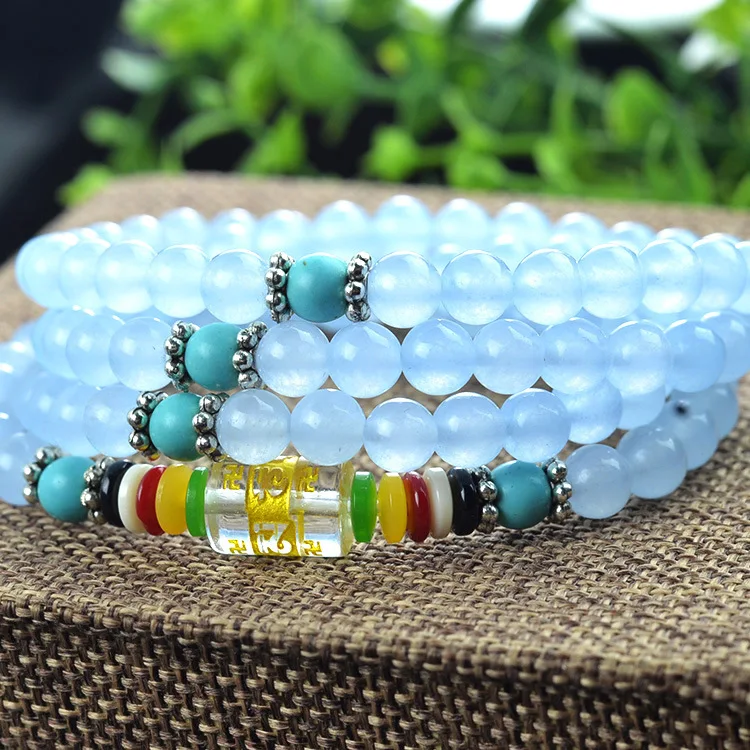 New Natural 6mm Blue Chalcedony Tibetan Buddhist 108 Prayer Beads Necklace Gourd mala Prayer Bracelet for Meditation
New Natural 6mm Blue Chalcedony Tibetan Buddhist 108 Prayer Beads Necklace Gourd mala Prayer Bracelet for Meditation