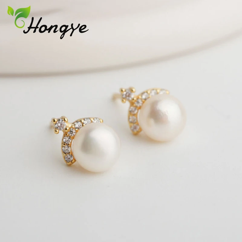 Hongye Ladies Cute Real Silver Earrings with Big Natural Pearls Simple Zircon Decorative Fashion Women Jewelry 2019 New Studs
Hongye Ladies Cute Real Silver Earrings with Big Natural Pearls Simple Zircon Decorative Fashion Women Jewelry 2019 New Studs