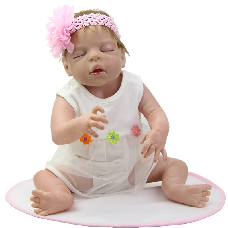 Full Silicone Vinyl Real Touch Reborn Baby Doll 22 Inch Sleeping Girl Newborn Dolls Wearing White Dress Kids Birthday Gift
Full Silicone Vinyl Real Touch Reborn Baby Doll 22 Inch Sleeping Girl Newborn Dolls Wearing White Dress Kids Birthday Gift