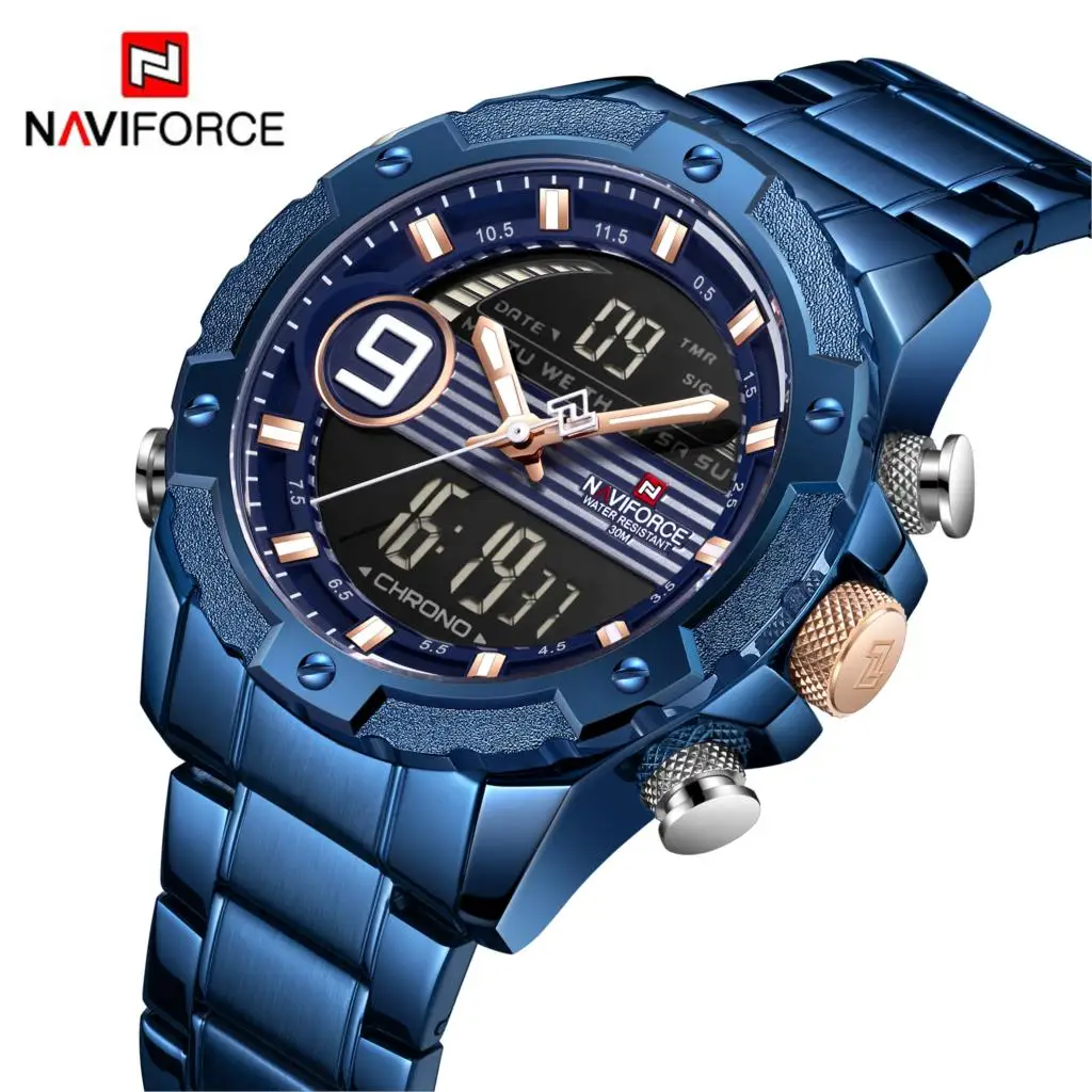 Часы наручные NAVIFORCE мужские с хронографом Спортивные кварцевые аналоговые
