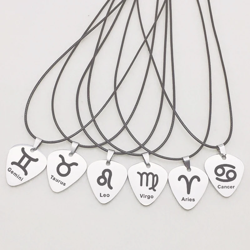 DXJEL Stainless Steel Jewelry Guitar Pick Pendant Necklace Aries Taurus Gemini Leo Zodiac Charms Necklace Fashion Accessories
DXJEL Stainless Steel Jewelry Guitar Pick Pendant Necklace Aries Taurus Gemini Leo Zodiac Charms Necklace Fashion Accessories