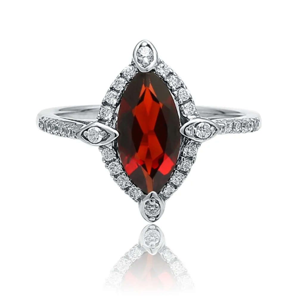 Фото Gem's Ballet 2.11Ct Marquise Natural Red Garnet Gemstone Ring For Women Wedding 925 Sterling Silver Fashion Fine Jewelry | Украшения и