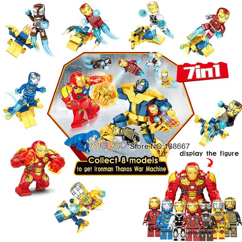 8PCS/LOT 7 IN 1 Legoings Avenger Marvel Thanos Iron Man Golden Infinity Gauntlet Endgame Figure Building Blocks Children Boy Toy
8PCS/LOT 7 IN 1 Legoings Avenger Marvel Thanos Iron Man Golden Infinity Gauntlet Endgame Figure Building Blocks Children Boy Toy