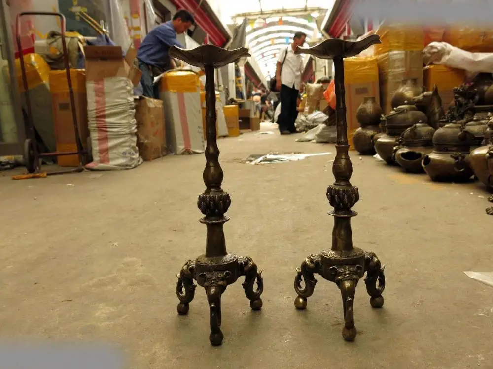 China brass sculpture carved copper drqagon lotus flower candelabrum pair Statue A(0505)
China brass sculpture carved copper drqagon lotus flower candelabrum pair Statue A(0505)