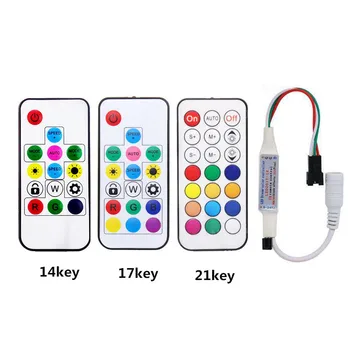 Led Pixel Controller DC5V-24V 14key/17key/21key Remote RF/IR Wireless Mini Controller WS2811/WS2812B Digital Strip Light Tape
Led Pixel Controller DC5V-24V 14key/17key/21key Remote RF/IR Wireless Mini Controller WS2811/WS2812B Digital Strip Light Tape