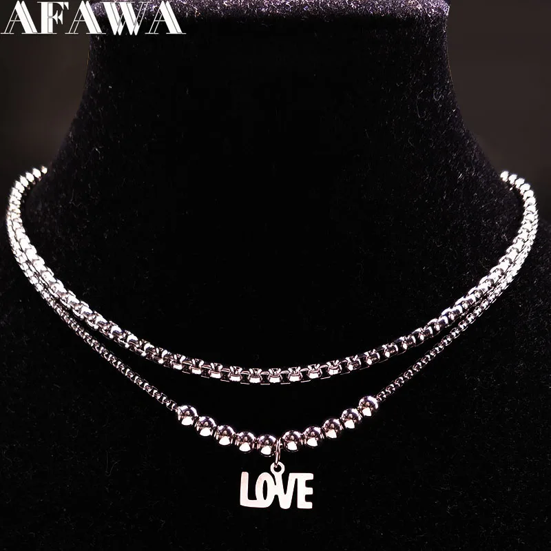 2019 Fashion Love Stainless Steel Necklaces for Women Double Silver Color Charms Necklaces Jewelry collier ras du cou N18043
2019 Fashion Love Stainless Steel Necklaces for Women Double Silver Color Charms Necklaces Jewelry collier ras du cou N18043