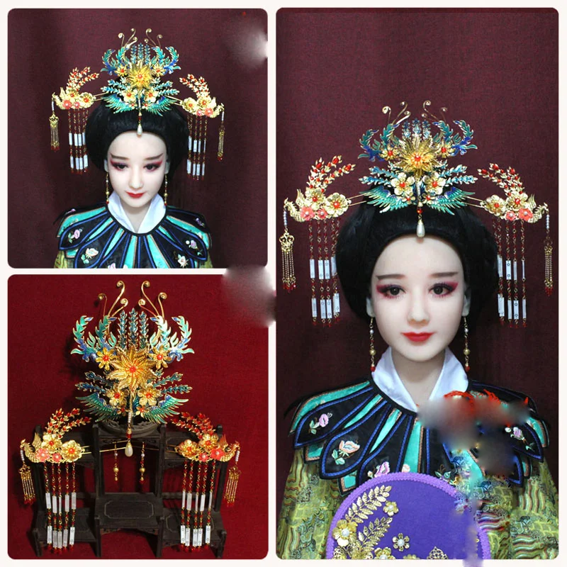Traditional Chinese Vintage Handmade Hair Tiara Imitate Tiancui Blue Cloisonne Big Phoenix Empress Princess Hair Tiara
Traditional Chinese Vintage Handmade Hair Tiara Imitate Tiancui Blue Cloisonne Big Phoenix Empress Princess Hair Tiara