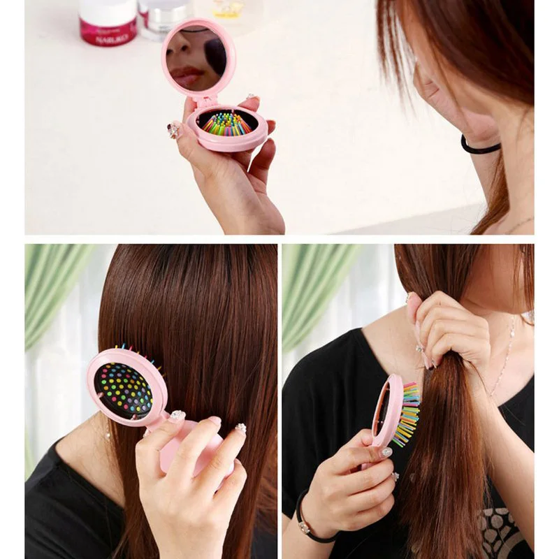 Portable Folding Comb with Mirror Round Pocket Mirror Small Rainbow Comb Travel Massage Airbag Girl Hair Brush Styling Tool
Portable Folding Comb with Mirror Round Pocket Mirror Small Rainbow Comb Travel Massage Airbag Girl Hair Brush Styling Tool